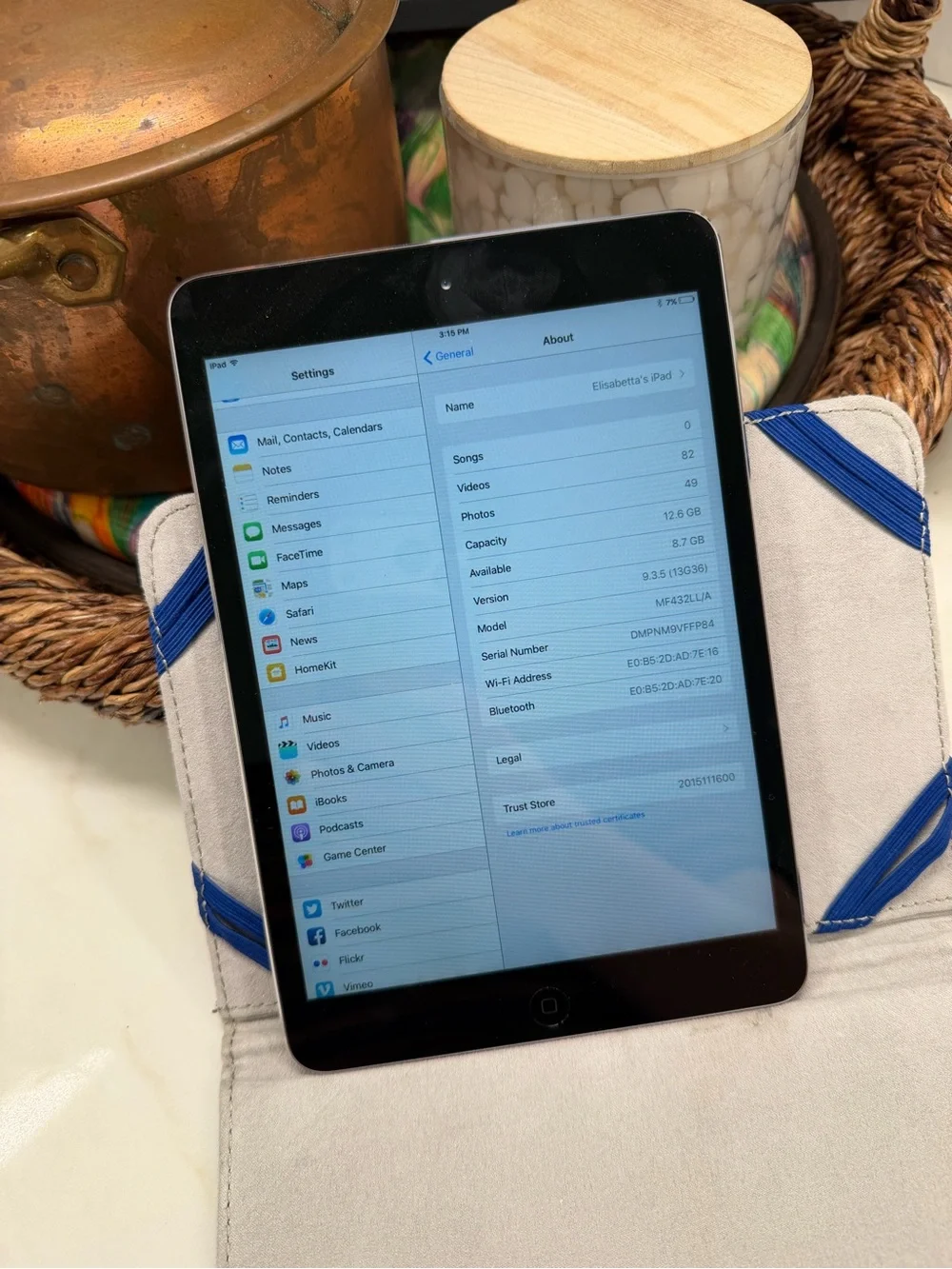 APPLE iPad Mini (1st Gen) — Model A1432 — Wi-Fi Only— USED
